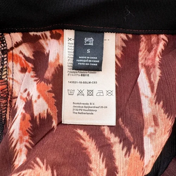 Scotch & Soda Palm Print Wide Leg Pants - Brown, Size S - Picture 7 of 8